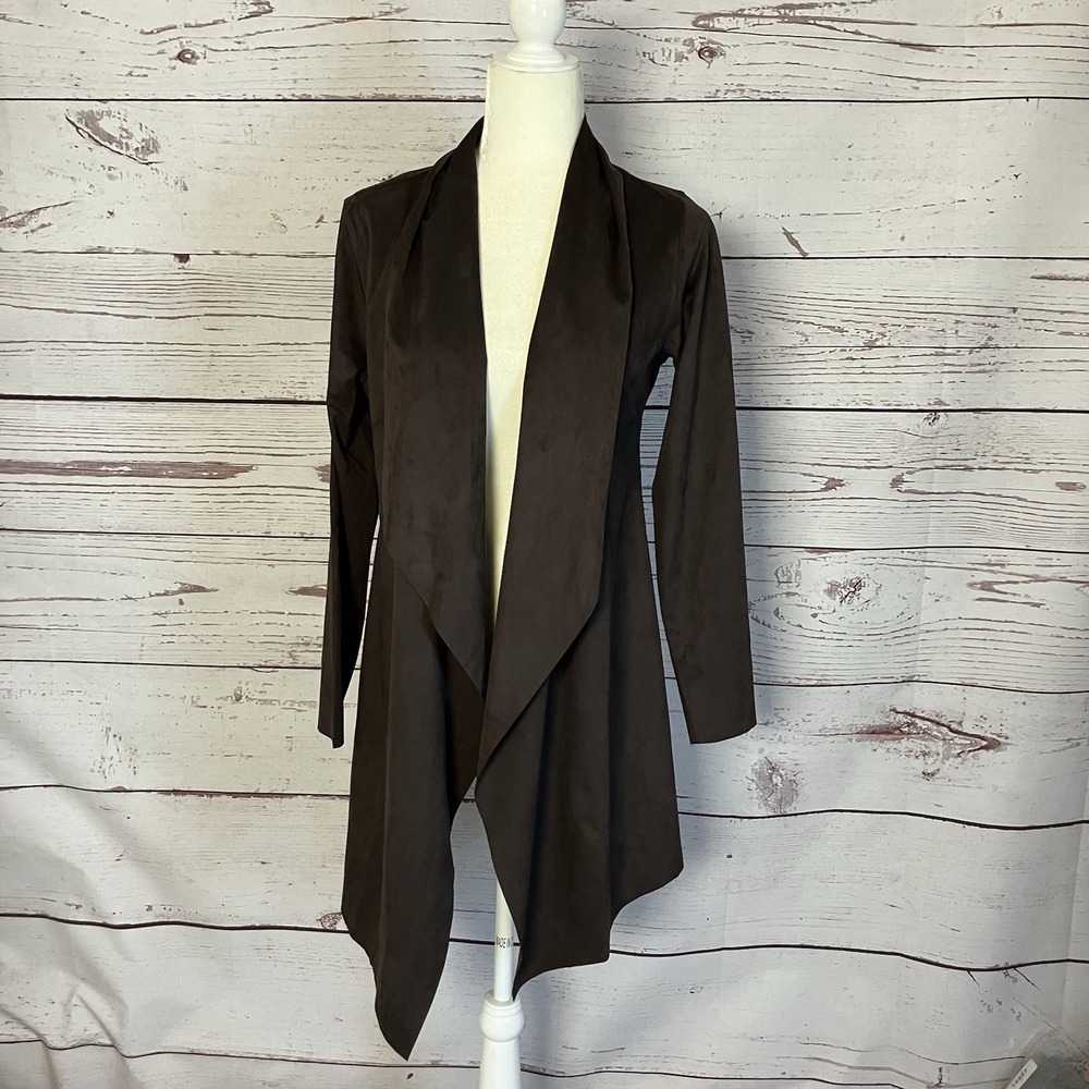 Soft Surroundings Suede Jacket Womens Small Brown Draped Boho Duster Coat